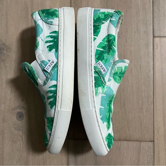 J Crew Women’s 7 Shoes Canvas Tropical Palm Leaf Slip On Casual Sneaker Trainers - Picture 5 of 7